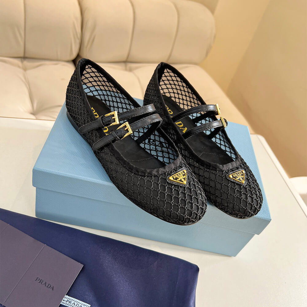 PRADA Mesh fabric ballerinas